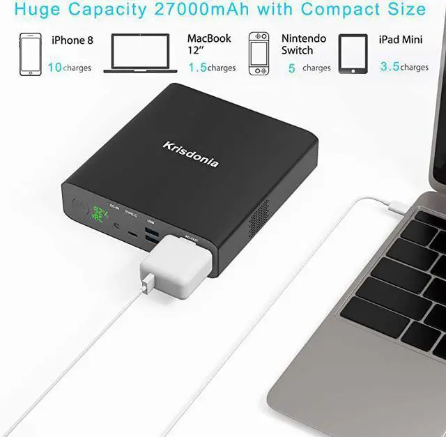 Alt view image 4 of 7 - AC Outlet Portable Laptop Charger TSAApproved 27000mAh 130W Travel Laptop Power Bank External Battery Pack for MacBook Laptop and More
