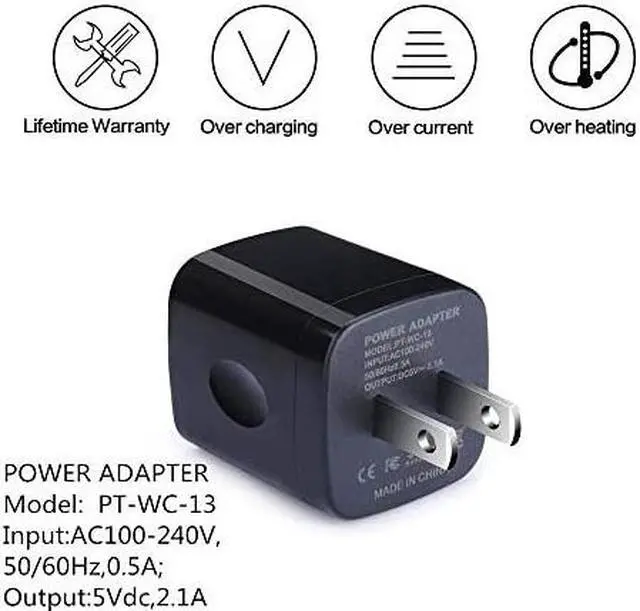Alt view image 3 of 7 - Phone Charger Box  5 Pack 21A Universal USB Wall Charger Plug Cube Power Adapter Replacement for iPhone iPad Samsung Galaxy S10S9Note 9 LG Pixel Moto Google HTC