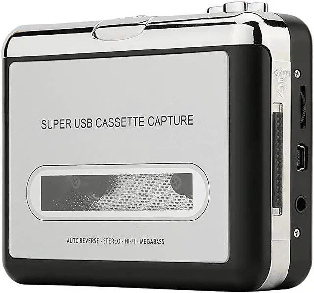 Main image of Cassette Player Portable Tape Player Captures MP3 Audio Music via USB Compatible with Laptops and Personal Computers Convert Walkman Tape Cassettes to iPod Format Silver