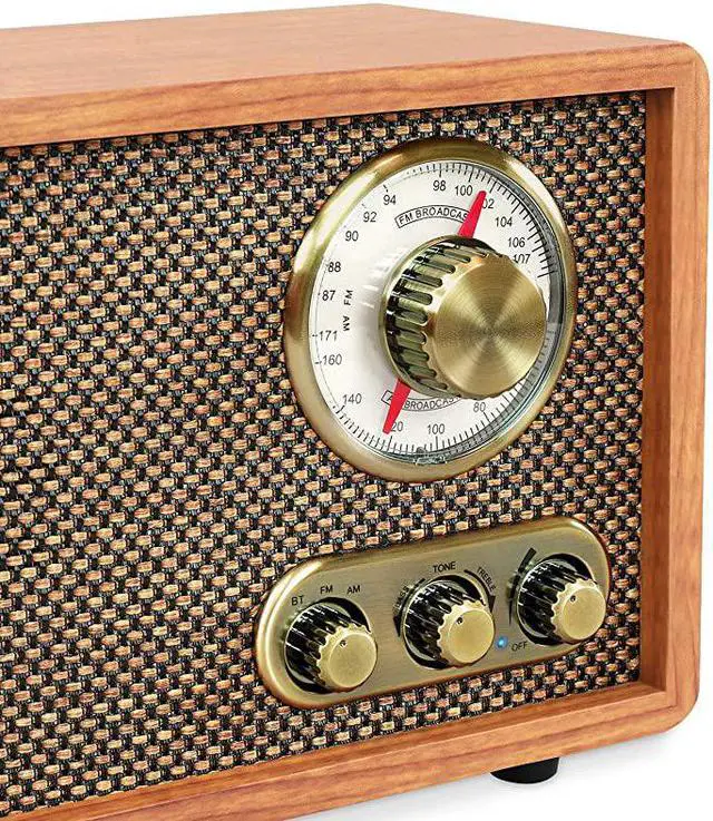 Alt view image 3 of 3 - Retro Wood Bluetooth FMAM Radio with Rotary Dial Walnut