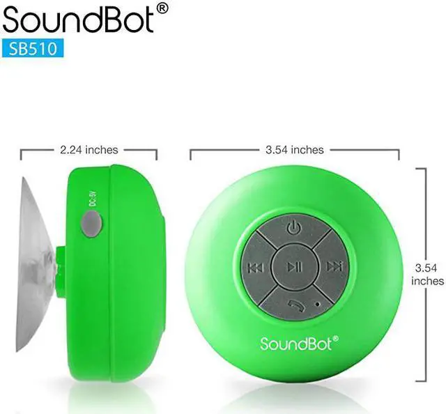 Alt view image 6 of 7 - SB510 HD Water Resistant Bluetooth Wireless Shower Speaker HandsFree Portable Speakerphone w 6Hrs of Playtime Builtin Mic Control Buttons Detachable Suction Cup for Indoor Outdoor