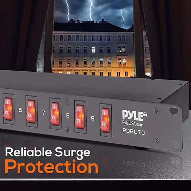 Alt view image 3 of 7 - PDU Power Strip Surge Protector 150 Joule 9 Outlet Strips Surge Protector Heavy Duty Electric Extension Cord Strip 1U Rack Mount Protection Power Outlet Strip W 9 Front Switch Pro PDBC70 BLACK