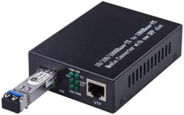 Alt view image 2 of 7 - Ethernet SFP Fiber Media Converter Including 1Gb SFP Transceiver LC Singlemode 20km 1310nm 1000BaseLX to 101001000 RJ45 DDM Plug and Play