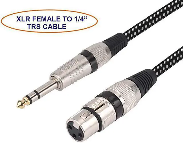 Main image of Female to 14 Inch TRS Cables 6 FT Nylong Braided 3 Pin Female to 635mm TRS Male Balanced Wire Mic Cord Pure Copper Conductors