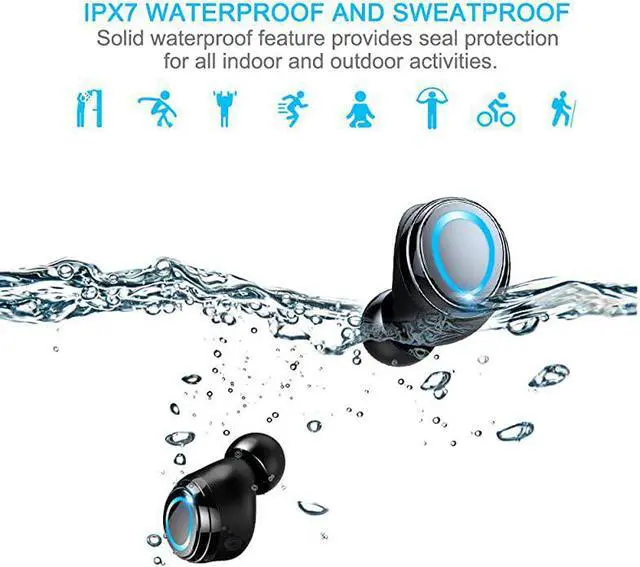 Alt view image 3 of 7 - Earbuds, Bluetooth 5.0 Earbuds with 126H Playtime, Bluetooth Headphones TWS Stereo Noise Cancelling Earphones in Ear with Mic, USB-C Charging Case, IP7 Waterproof Headset for Sports