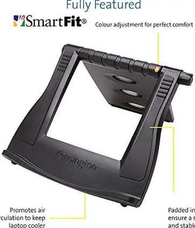 Alt view image 2 of 7 - Easy Riser Portable Ergonomic Laptop Cooling Stand (12"-17") for Laptops, Chromebooks Macbooks and Wacom Devices – Black (K52788WW)