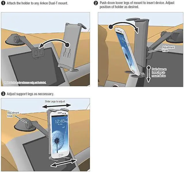 Alt view image 5 of 5 - Phone and Midsize Tablet Holder for iPhone X 8 7 6S Plus iPad mini Galaxy S8 S7 Note 8 Retail Black