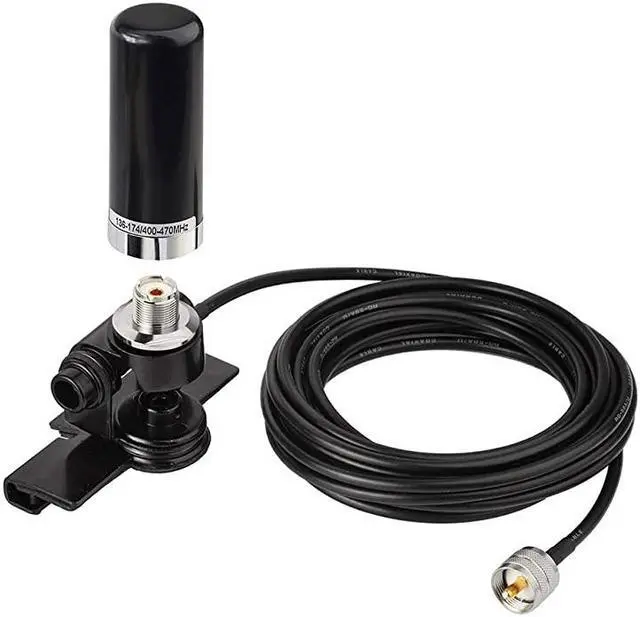 Main image of Vehicle Ham Radio Mobile Radio Antenna VHF UHF 136174MHz 400470MHz Car Truck Amateur Radio Two Way Radio Low Profile Antenna with Lip Mount Fixed Bracket PL259 Male 5m 165 feet RG58 Cable