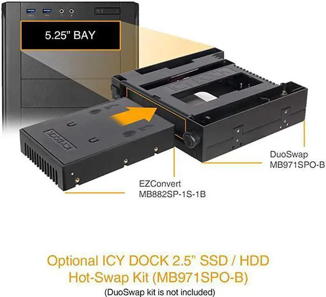 Alt view image 7 of 7 - 25 to 35 ToolLess Drive Adapter Converter Bracket Mounting Frame Tray for 5795125mm 25 inch HDDSSD with SATA III Interface EZConvert MB882SP1S1B