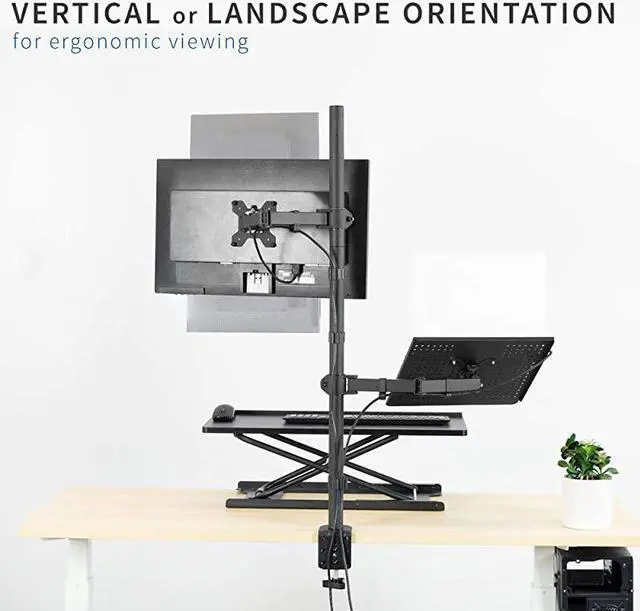 Alt view image 2 of 7 - Black Fully Adjustable 13 to 32 inch Single Computer Monitor and Laptop Desk Mount Combo, Stand with Grommet Option, Fits up to 17 inch Laptops STAND-V002C