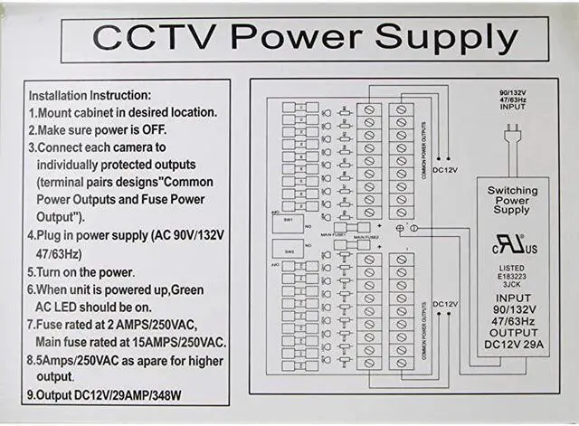Alt view image 5 of 5 - 18 Output 29 Amp 12V DC CCTV Distributed Power Supply Box for Security Camera