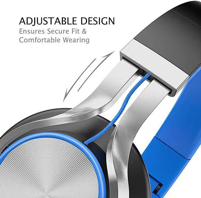 Alt view image 3 of 7 - C8 Wired Headphones with Microphone and Volume Control Folding Lightweight Headset for Cellphones Tablets Chromebook Smartphones Laptop Computer PC Mp3/4 (Black/Blue)