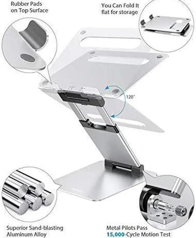Alt view image 4 of 6 - Laptop Stand, Ergonomic Sit to Stand Laptop Holder Convertor, Adjustable Height from 2.1" to 13.8", Supports up to 22lbs, Compatible with MacBook, All Laptops Tablets 11-17" - Silver