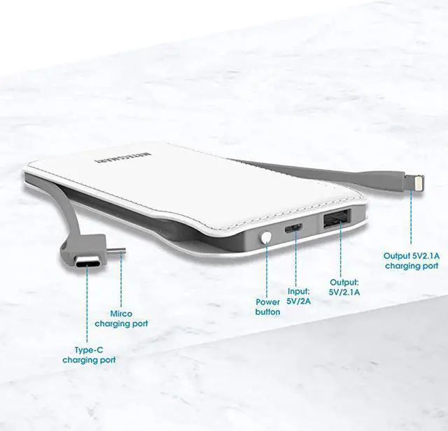 Alt view image 7 of 7 - Portable Charger with Built in Cable  Portable Charger for iPhone 10000mah Power Bank iPhone Charger Portable Type C Battery Pack Charger USB C Cell Phone Charger Portable