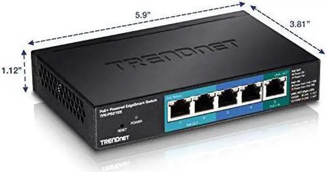 Alt view image 2 of 6 - 5Port Gigabit PoE+ Powered EdgeSmart Switch with PoE Pass Through TPEP521ES 1 x Gigabit PoE+ Input 2 x Gigabit PoE Output 2 x Gigabit 18W PoE Budget Managed Switch WallMountable