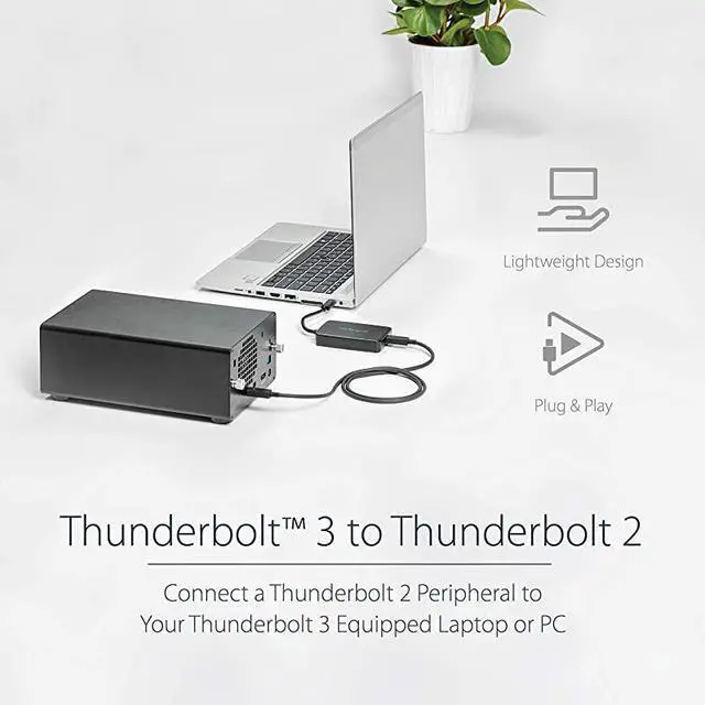 Alt view image 2 of 7 - com Thunderbolt 3 to Thunderbolt 2 Adapter TB3 Laptop to TB2 Displays Devices Thunderbolt 2 20Gbps or Thunderbolt 1 10Gbps Converter Thunderbolt 3 Certified WindowsMac TBT3TBTADAP