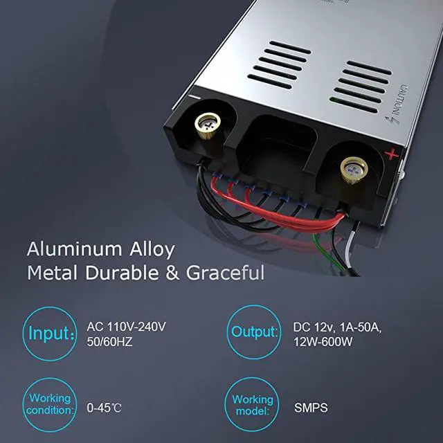 Alt view image 3 of 7 - 110V AC to 12V DC Converter Power Supply Adapter Switch Transformer Max 50A 600W New Version