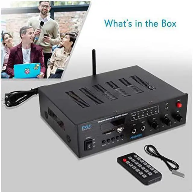 Alt view image 7 of 7 - Wireless Bluetooth Karaoke Amplifier Home Car Bus Tours 300 Watts 2 Channel Digital Home Audio PA Receiver System 2 Microphone Input Control FM Radio USB12 Volt Power Option  PFA600BU
