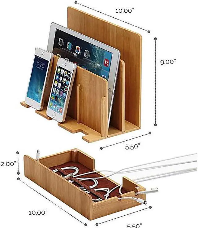 Alt view image 3 of 7 - GUS MultiDevice Charging Station Dock Organizer Multiple Finishes Available for Laptops Tablets and Phones Strong Build EcoFriendly Bamboo