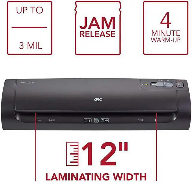 Alt view image 3 of 7 - Swingline   Thermal Laminator Machine Fusion 1000L 12 Inch 4 Min Warmup 3 or 5 Mil with 10 EZUse Laminating Pouches 1703073