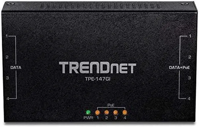 Alt view image 6 of 7 - 65W 4-Port Gigabit PoE+ Injector, TPE-147GI, 4 x Gigabit Ports(Data in), 4 x gigabit PoE Ports(Data + PoE Out), Multi-Port PoE+ Injector up to 100m(328 ft.), Add PoE+ Power to Non-PoE Switch