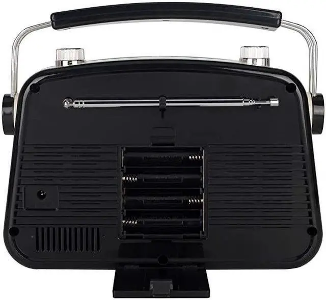 Alt view image 5 of 7 - Radios Portable Am FM Analog Large Rotary Dial Swivel Good Sensitivity and Audio External Metal Antenna Knob Switch Removable Power Plug or 15V AA Battery with Headphones Plug Black