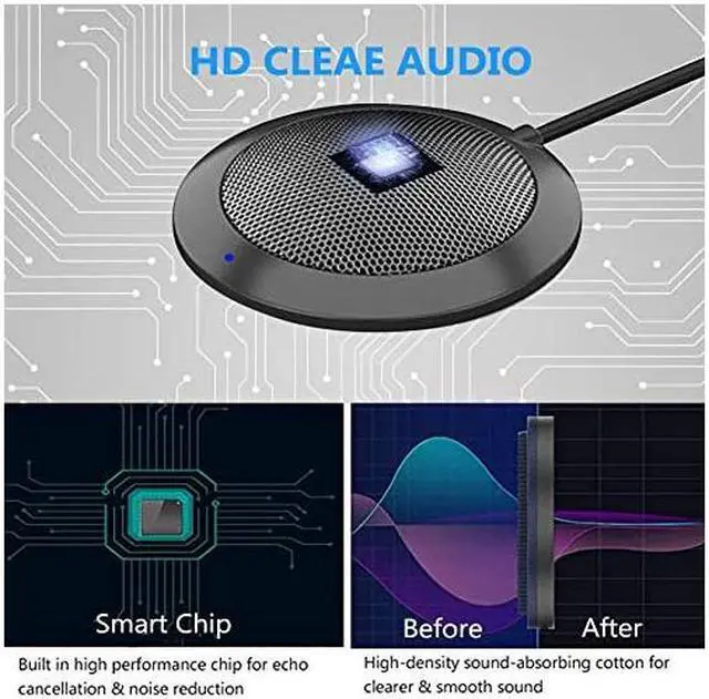 Alt view image 2 of 7 - USB Computer Microphone Portable Omnidirectional Condenser Boundary Laptop Conference Microphone for Recording Video Meeting Gaming Skype VoIP Calls with 360°10ft Pickup Range