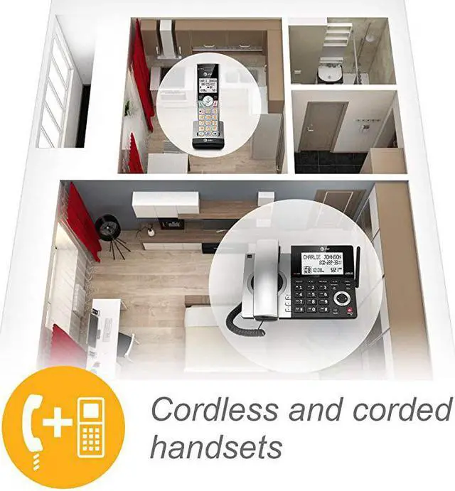 Alt view image 2 of 7 - CL84107 DECT 60 Expandable CordedCordless Phone with Smart Call Blocker BlackSilver with 1 Handset