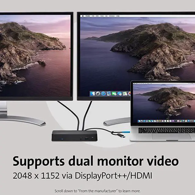 Alt view image 3 of 7 - SD4700P USBC or USBA 60W PD Dual Display Docking Station with Power Delivery for Windows PCs Surface Pro Surface Laptops and MacBooks TAA Compliant K38240NA