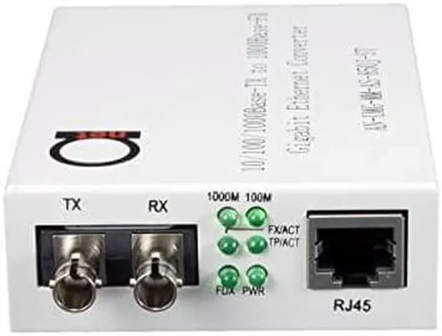 Alt view image 2 of 7 - ST Gigabit Fiber Media Converter Builtin ST Fiber Module 550 m 034 Miles 850 nm to UTP Cat5e 101001000 RJ45 Auto Sensing Gigabit or Fast Ethernet Jumbo Frame LLF Support