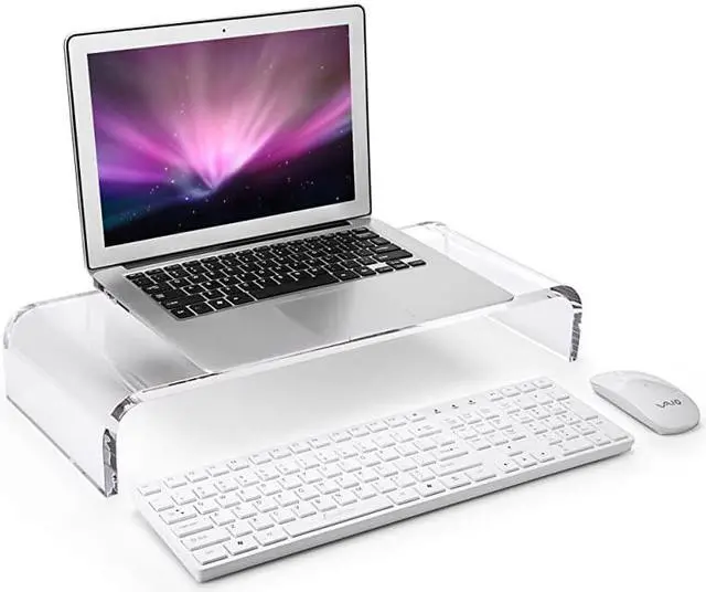 Alt view image 7 of 7 - Premium Acrylic Monitor Stand Custom Size Monitor RiserComputer Stand for Home Office Business wSturdy Platform PC Desk Stand for Keyboard Storage MultiMedia Laptop Printer TV Screen