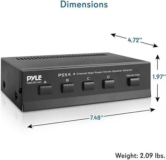 Alt view image 7 of 7 - Premium New and Improved 4 Zone Channel Speaker Switch Selector Switch Box Hub Distribution Box for Multi Channel High Powered Stereo Amplifier ABCD Switches | 4 Pairs Of speakers  PSS4 Black