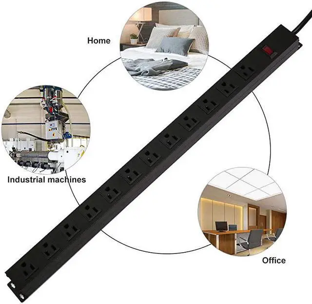Alt view image 7 of 7 - Metal Power Strip 6 Ft Long Extension Cord Heavy Duty for Kitchen Office School Commercial Workshop Industrial ETL Certified and Listed Socket125V15A Black