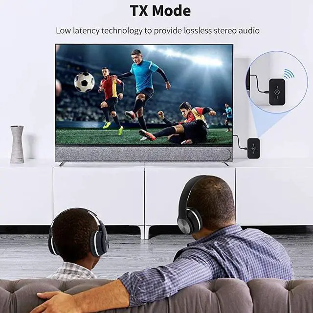 Alt view image 4 of 7 - Bluetooth 5.0 Transmitter Receiver,  2-in-1 Wireless 3.5mm Adapter, Low Latency Bluetooth Audio Adapter for Wired Speakers, Headphones,Car,iPod, Home Stereo System