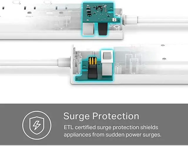 Alt view image 4 of 7 - Plug Power Strip Surge Protector w 6 Smart Outlets and 3 USB Ports Works with Alexa Echo amp Google Home No Hub Required HS300