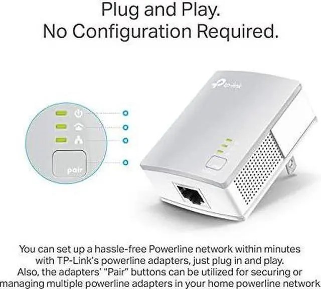 Alt view image 4 of 6 - AV600 Powerline Ethernet AdapterTLPA4010 KIT PlugPlay Power Saving Nano Powerline Adapter Expand Home Network with Stable Connections