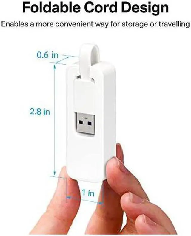 Alt view image 2 of 7 - USB to Ethernet Adapter Foldable USB 3 0 to 10 100 1000 Gigabit Ethernet LAN Network Adapter Support Windows 10 8 1 8 7 Vista XP for Desktop Laptop Apple MacBook Linux and More Ue300 TL UE300