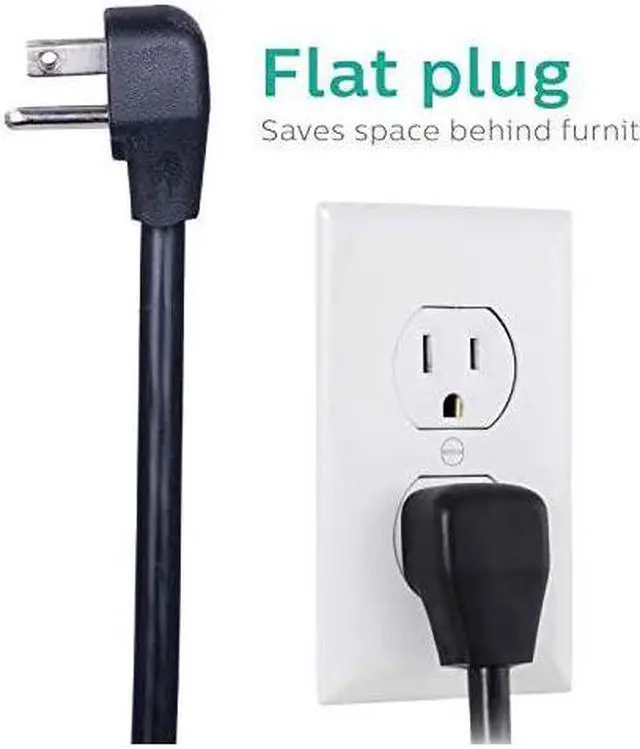 Alt view image 4 of 7 - 10 Outlet Power Strip Surge Protector, 2 USB Charging Ports, 6ft Long Power Cord, Flat Plug, Wall Mount, 2880 Joules, ETL Listed, Circuit Breaker, Automatic Shutdown, Black, SPP6710BC/37