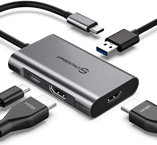 Main image of USB C to HDMI Adapter  USB C Hub to Dual HDMI 4 in 1 Thunderbolt 3 to HDMI with 2 HDMI Ports 4KUSB 30 PortPower Delivery Type C Port Compatible for MacBookNintendo SwitchUSB C Device