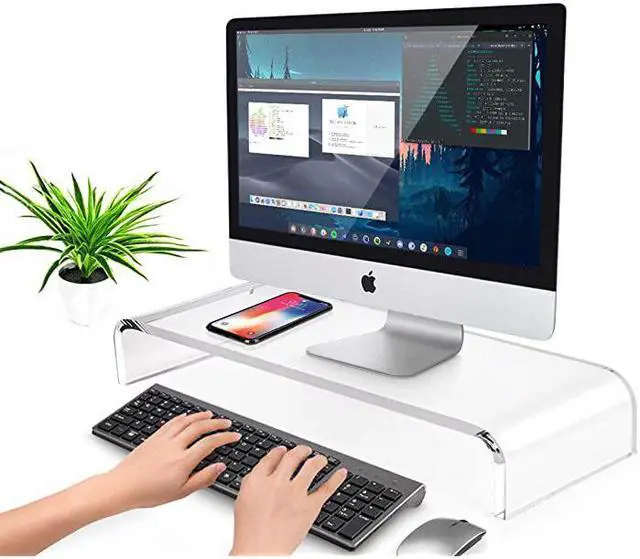 Main image of Premium Acrylic Monitor Stand Custom Size Monitor RiserComputer Stand for Home Office Business wSturdy Platform PC Desk Stand for Keyboard Storage MultiMedia Laptop Printer TV Screen