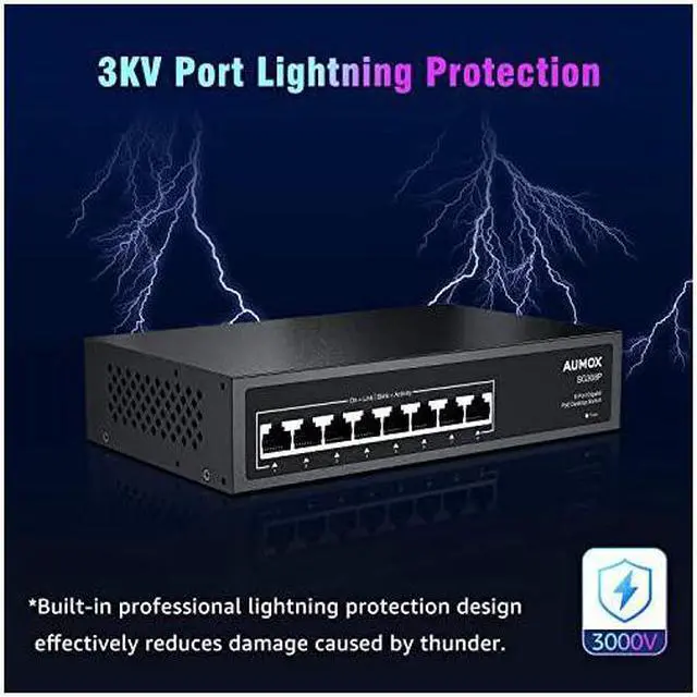 Alt view image 5 of 7 - 8 Port Gigabit POE Switch 8 Port POE 120W Gigabit Ethernet Unmanaged Network Switch Plug and Play Sturdy Metal Housing Traffic Optimization SG308P