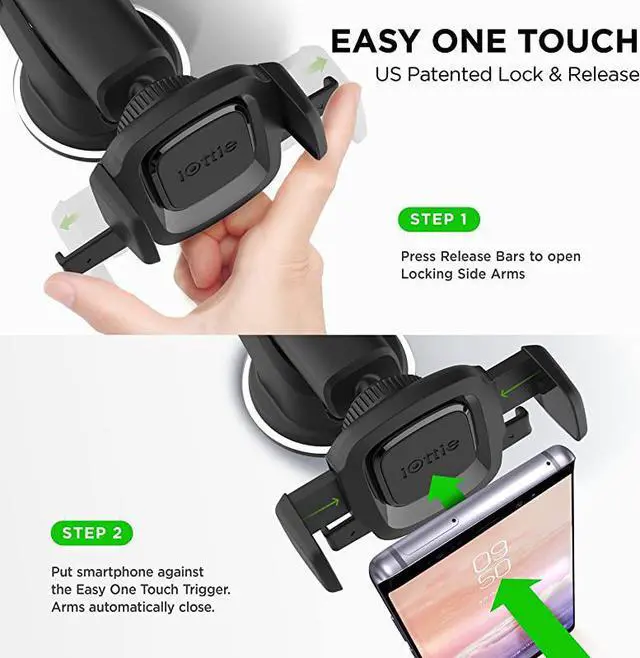 Alt view image 2 of 6 - Easy One Touch Mini Dash Windshield Car Mount Phone Holder || iPhone Xs Max R 8 Plus 7 Samsung Galaxy S10 E S9 S8 Plus Edge Note 9 Other Smartphones