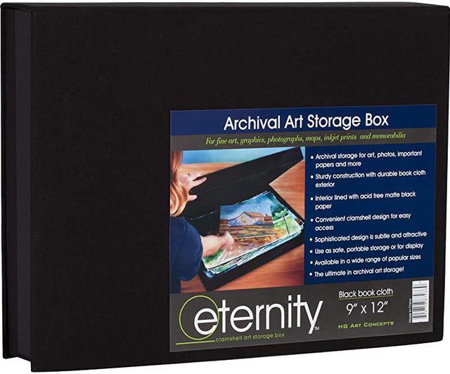 Art Photo Storage Box Eternity Archival Clamshell Box for Storing Artwork,  Photos & Documents Deluxe Acid-Free Sturdy & Lined with Archival Paper -  [Black - 9 x 12] 