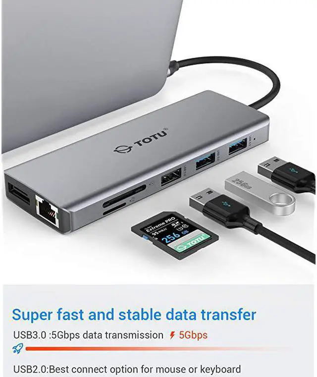 Alt view image 6 of 7 - USB C HUB, Upgraded  13 in 1 Type C Hub Dongle Adapter (4K Dual HDMI&DP,75W PD), Triple Display Docking Station for Windows&MacBook Pro USB C Systems, macOS only Support Mirror Display
