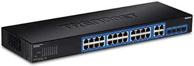 Main image of 28Port Gigabit Web Smart Switch 24 x Gigabit Ports 4 x Shared Gigabit Ports RJ45SFP VLAN QoS LACP IPv6 56Gbps Switching Capacity TEG284WSBlack