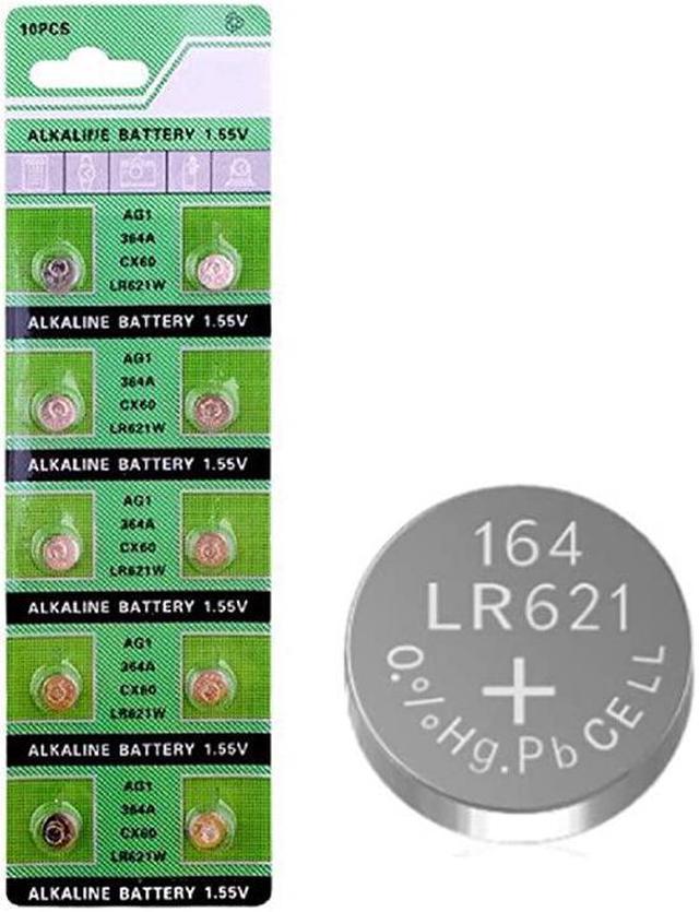 10pcsPack AG1 Coin Battery 155V 364 SR621SW LR621 621 LR60 CX60 Alkaline  Button Cell Batteries for Watch 