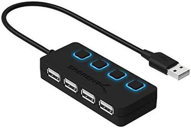 Main image of 4Port USB 20 Hub with Individual LED lit Power Switches HBUMLS