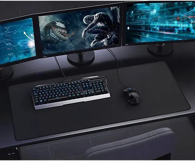 Alt view image 7 of 7 - Extended Gaming Mouse Pad with Stitched Edges 315X157In Durable NonSlip Natural Rubber Base Waterproof Computer Keyboard Pad Mat for Esports ProsGamerDesktopOfficeHomeBlack