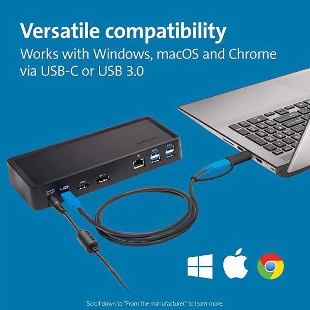 Alt view image 2 of 7 - SD4700P USBC or USBA 60W PD Dual Display Docking Station with Power Delivery for Windows PCs Surface Pro Surface Laptops and MacBooks TAA Compliant K38240NA