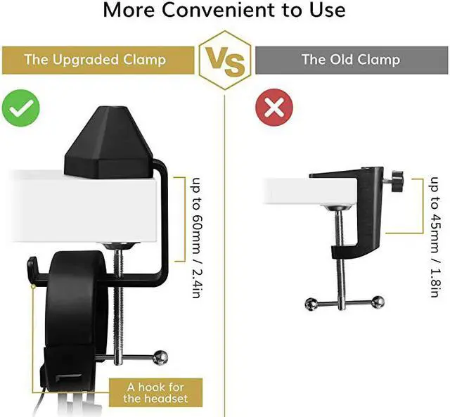 Alt view image 4 of 7 - Microphone Arm Stand  Adjustable Suspension Boom Scissor Mic Stand with Pop Filter 38quot to 58quot Adapter Mic Clip Upgraded Heavy Duty Clamp for Blue Yeti Nano Snowball Ice and Other MicsT20
